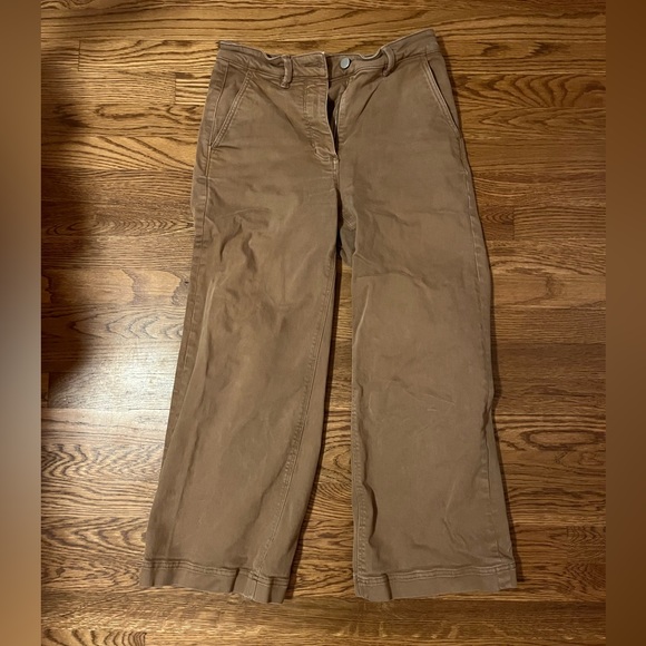 Tan Everlane pants- used in great condition. Cropped length wide leg - Picture 1 of 3